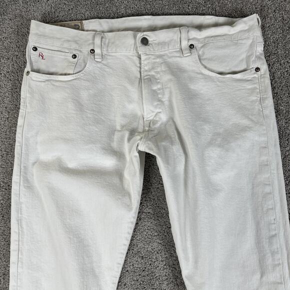Polo Ralph Lauren Jeans Mens 38x30 White Chalk Slim Straight Denim Preppy - Picture 3 of 14